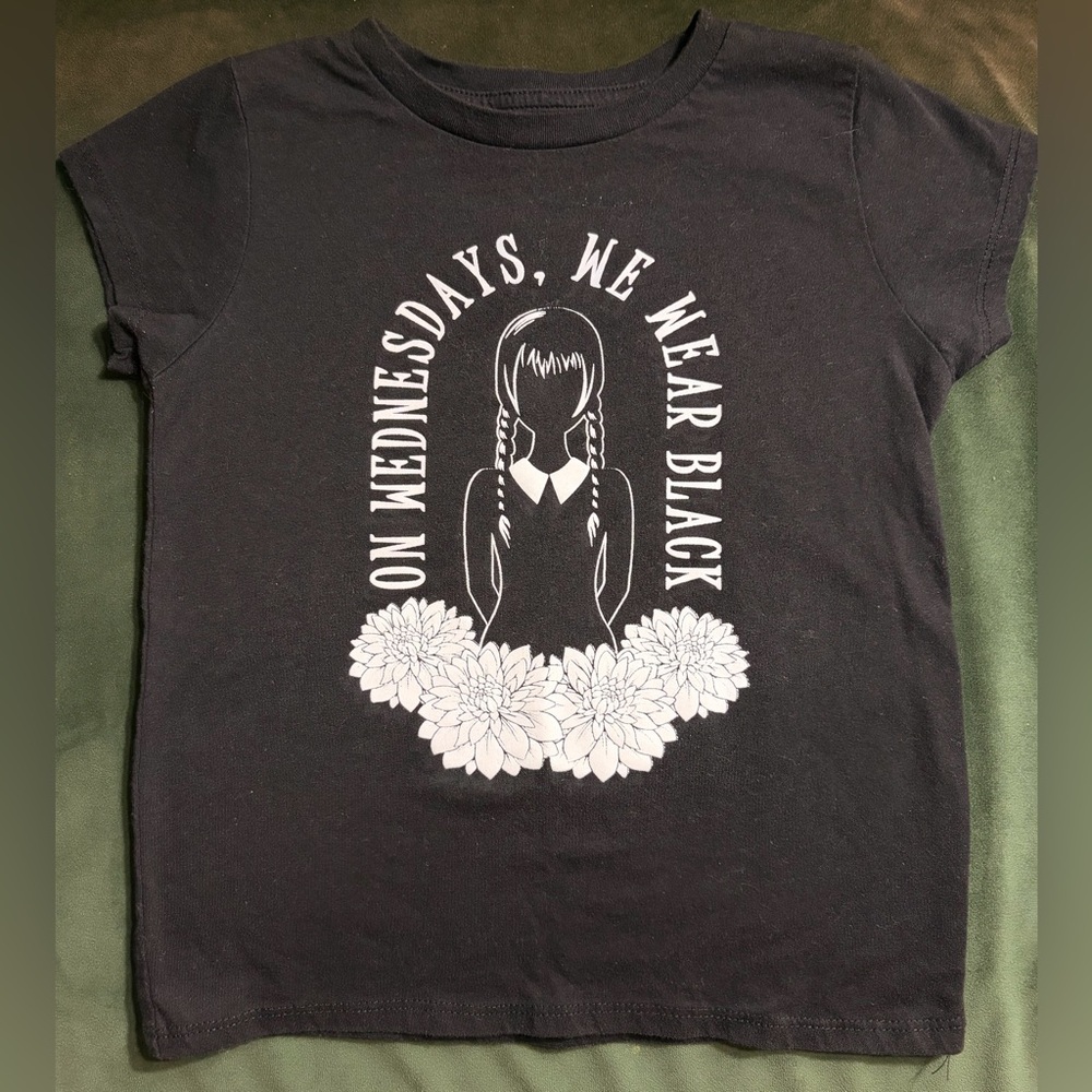 Wednesday Adams Black Graphic Kids T-Shirt